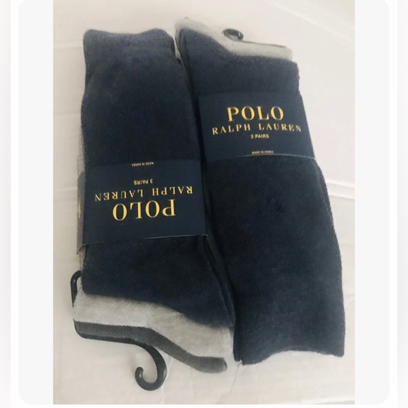 New Polo Ralph Lauren 3 Pairs Men’s Socks Grey Grey Blue made in Korea - Picture 12 of 16
